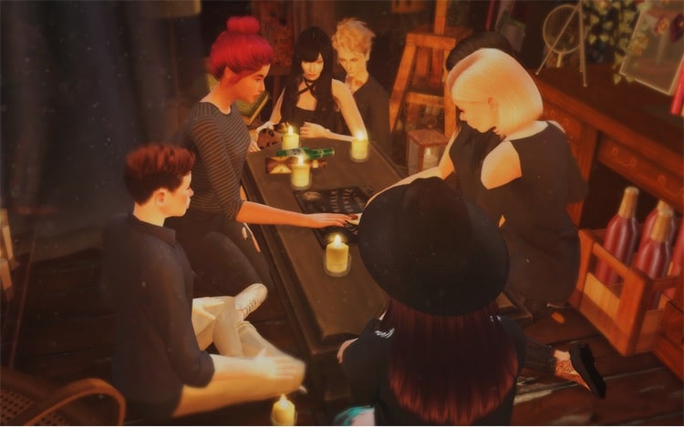Ouija Party Poses by Something Wicked Sims