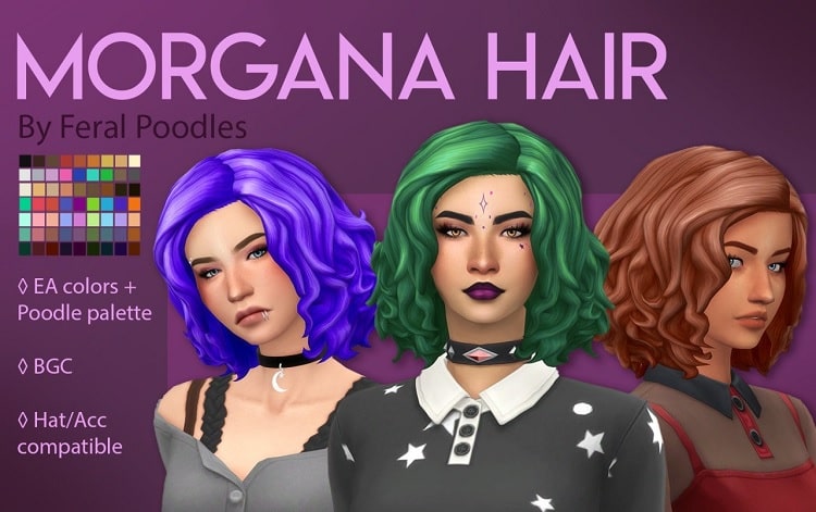 Morgana Witchy Hair (TS4 MM CC) by Feral Poodles