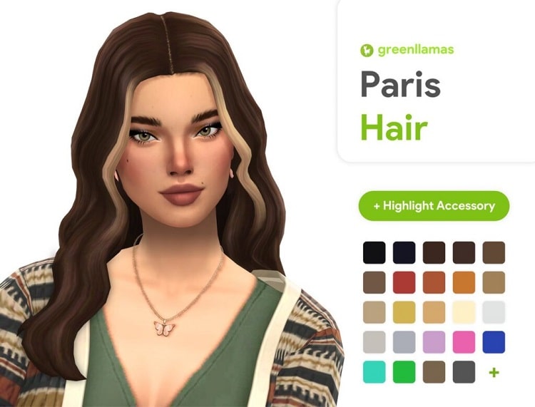 Sims 4 Long Wavy Hair CC by greenllamas