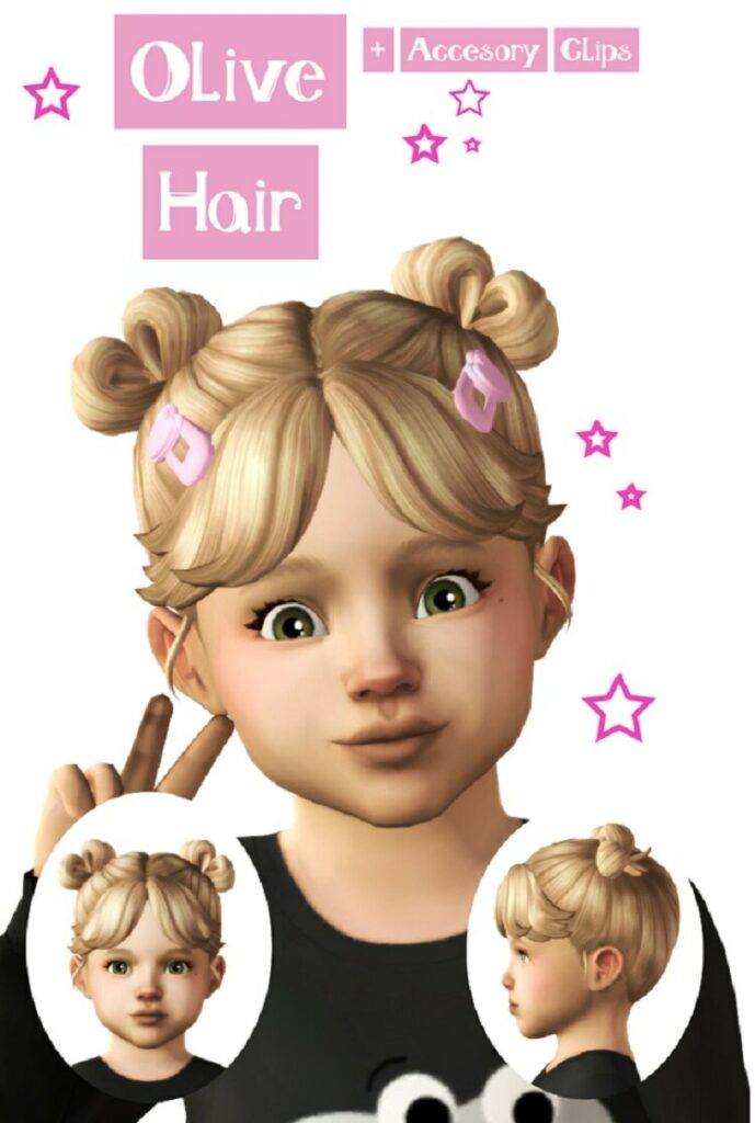 RavenSim's "Sims 4 Hair CC Buns for Toddlers"