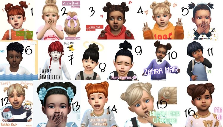 RavenSim's Sims 4 Toddler Hair CC