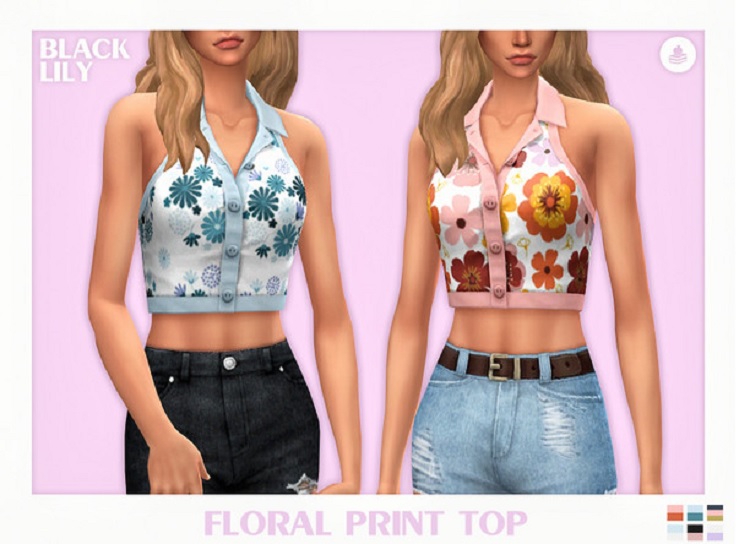 Black Lily's Floral Crop Tops