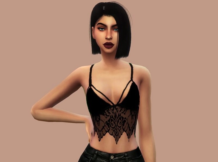 Crop Top with Black Lace Bra