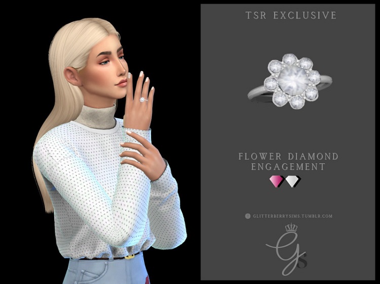 Diamond Flower Engagement Ring