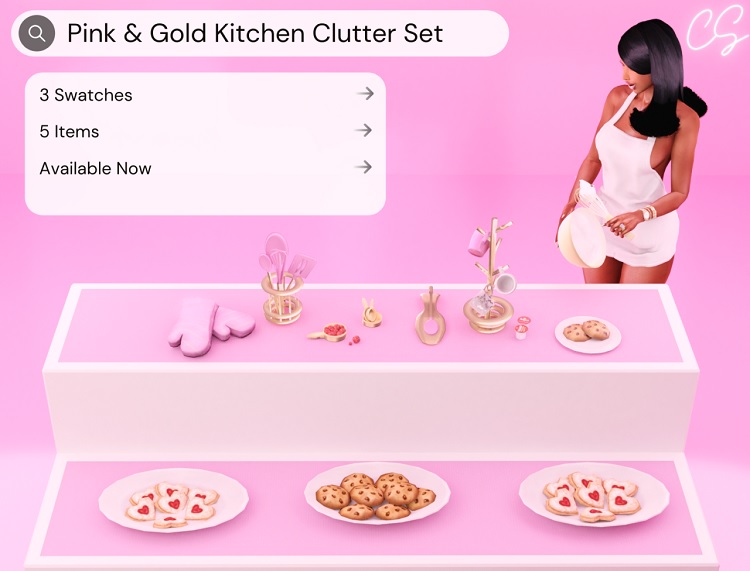 Kitchen Clutter Set in Pink and Gold